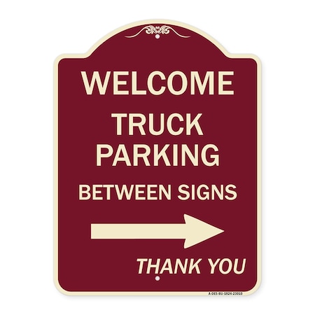 Signmission Reserved Parking Welcome Truck Parking Between Signs Thank You Alum Sign, 24" x 18", BU-1824-23010 A-DES-BU-1824-23010